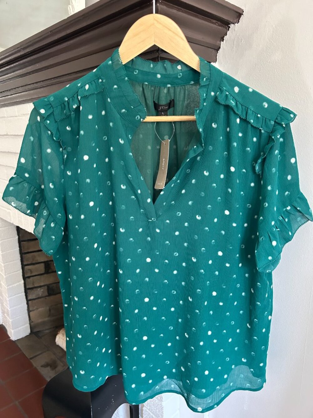 J. Crew Green Short Sleeve Shirt Size Large NWT